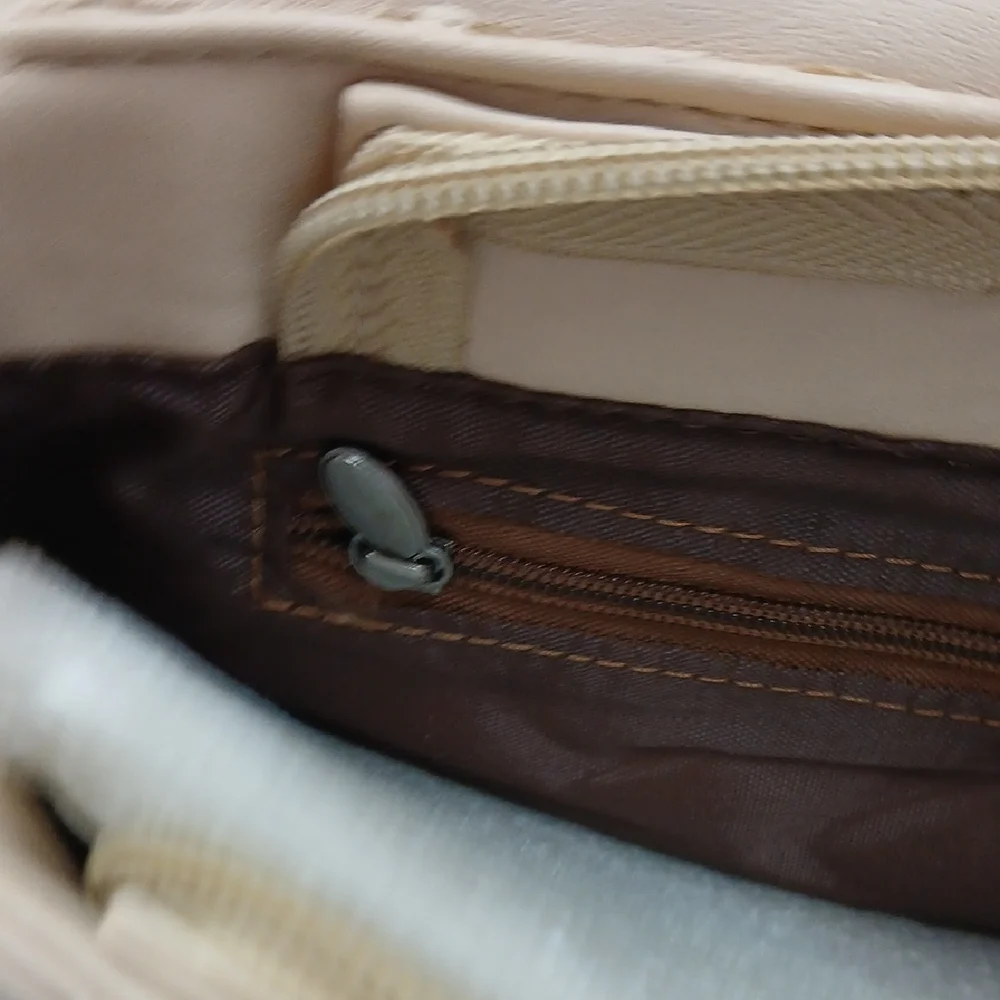 Beige Quilted Crossbody Bag - Picture 8 of 10